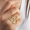 Custom 24CT Gold Platted Heart Name Necklace with Butterfly