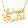 Personalized Double Name Necklace – Custom 24CT Gold Platted Nameplate Pendant with Heart Design | Couples Gift | YOUR NAME & HER/HIM NAME