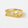 Custom Name Ring for Women – Personalized 24CT Gold Plated Statement Ring with Bold Script Design