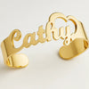 Bold Custom Name Bracelet – 24CT Gold Platted Wide Cuff with Heart Design