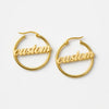 Custom Name Hoop Earrings – Personalized 24CT Gold Plated Round Statement Earrings for Women & Girls – Trendy Fashion Jewelry