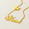 Custom 24CT Gold Plated 'Minion' Name Necklace with Crown & Butterfly Charm – Personalized Jewelry for Women & Girls