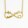 Custom Infinity Heartbeat Name Necklace – 24CT Gold Plated Personalized Pendant for Couples with Two Names & Heart Design