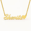 Personalized 24CT Gold Platted Name Necklace with Heart Charm – Custom Script Font Jewelry for Women, Girls & Gifts