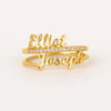 Custom Double Name Ring – 24CT Gold Plated Personalized Ring with CZ Accents – Elliot Joseph Adjustable Name Jewelry for Women & Men
