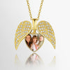 Custom Photo Angel Wing Necklace – Personalized 24CT Gold Heart Pendant with Picture & CZ Crystals – Memorial & Family Gift by Jawharat Al Arab