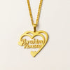 Custom Double Heart Name Necklace in Gold – Personalized Couple Pendant Gift