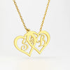 Custom Double Heart Initial Necklace – Personalized Gold Pendant for Couples