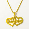 Personalized Double Heart Name Necklace – Custom Gold Pendant for Couples