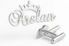 Custom Name Cufflinks with Crown – Personalized Gold/Silver Men's Jewelry – Luxury Engraved Gift for Him