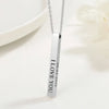 Custom Silver Engraved Bar Necklace – Personalized I Love You Pendant with Date | Romantic Gift for Couples