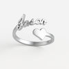Custom Name Ring with Heart – Personalized 24CT Gold Plated Adjustable Jewelry for Women & Girls