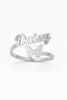 Custom Name Ring with Butterfly Design – Personalized 24CT Gold Plated Jewelry for Women & Girls – Daisy Name Ring