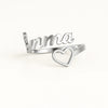 Custom Name Ring with Open Heart – Personalized 24CT Gold Plated Adjustable Ring for Women & Girls – Imma Name Jewelry