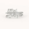 Custom Double Name Ring – 24CT Gold Plated Personalized Ring with CZ Accents – Elliot Joseph Adjustable Name Jewelry for Women & Men