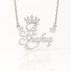 Custom Couple Name Necklace with Crown & Stars | Personalized Gold Plated Pendant with Heart | Royal Name Jewelry Gift for Her & Him