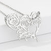 Custom Rose Heart Name Necklace – Personalized Gold Floral Pendant for Women