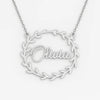 Custom Gold Name Necklace – Personalized Leaf Wreath Pendant for Women