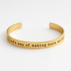 Inspirational Gold Cuff Bracelet – Engraved Motivational Quote Jewelry