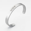 Personalized Silver Cuff Bracelet - Custom Engraved Adjustable Bangle