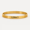 Personalized Gold Bangle Bracelet - Custom Name Engraving, Elegant Heart Design