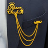 Custom Name Brooch Pin – Personalized Gold & Silver Lapel Chain for Men