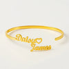 Custom Couple Name Bracelet – Gold Heart Open Cuff