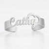 Bold Custom Name Bracelet – 24CT Gold Platted Wide Cuff with Heart Design