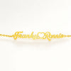 Custom Gold Couple Name Bracelet – Heart Connector Personalized Jewelry