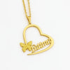 Custom 24CT Gold Platted Heart Name Necklace with Butterfly
