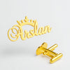 Custom Name Cufflinks with Crown – Personalized Gold/Silver Men's Jewelry – Luxury Engraved Gift for Him