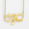 Custom Infinity Name Necklace – Personalized 24CT Gold Plated Pendant with Two Names & Heart Charm for Couples or Best Friends