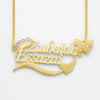 Custom Name Necklace for Women – 24CT Gold Plated Pendant with Crown, Butterfly & Heart Design – Personalized Gift Jewelry