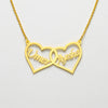 Custom Interlocking Hearts Name Necklace – Personalized Gold Couple Pendant