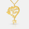 Custom Floral Heart Name Necklace – Personalized 24CT Gold Platted Pendant with Initial Charm