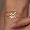 Custom Silver Name Bracelet – Heart Charm Personalized Jewelry