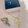 Personalized Heart Name Necklace with Crown & Initial Charm
