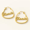 Custom Name Bubble Heart Hoop Earrings – Personalized 24CT Gold Plated Statement Jewelry for Women & Girls