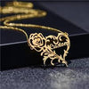 Custom Rose Heart Name Necklace – Personalized Gold Floral Pendant for Women