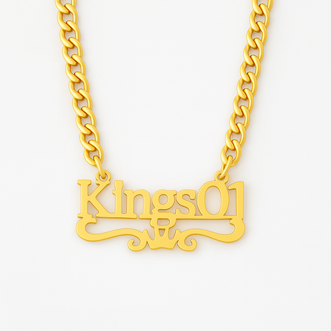 Custom Name Necklace – Crown Pendant with Bold Cuban Chain for Men, Streetwear Royalty Jewelry