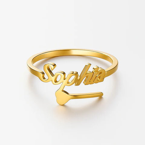 Custom Name Ring with Crown Accent – Personalized 24CT Gold Plated Jewelry for Women & Girls – Sophia Name Ring