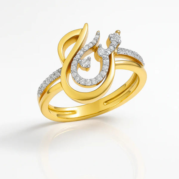 Custom Arabic Name Ring – 24CT Gold Plated Personalized Calligraphy Ring with CZ Stones | Luxury Gift for Women