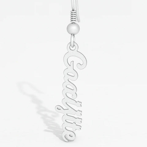 Custom Vertical Name Dangle Earring – Personalized 24CT Gold Plated Drop Earring for Women & Girls – Trendy Script Jewelry Gift