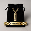 Personalized Bracelet & Pendant Set for Men – Custom Engraved 'YOUR NAME' with Crown Design – Luxury Gift Box Included