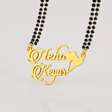 Personalized Couple Name Necklace – 24CT Gold Plated Style Pendant with Double Heart Design for Women