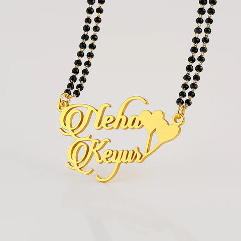 Personalized Couple Name Necklace – 24CT Gold Plated Style Pendant with Double Heart Design for Women