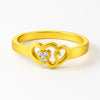Custom Gold Heart Initial Ring – Personalized Couple Ring with Diamond Accents – Romantic Promise Ring for Her – Engraved Name Jewelry Gift