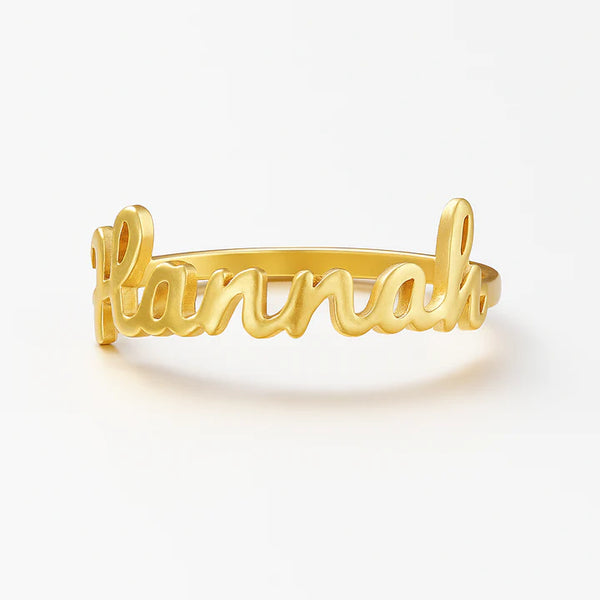 Personalized Name Ring for Women – Custom 24CT Gold Plated Jewelry with Bold Script Design – Hannah Name Ring