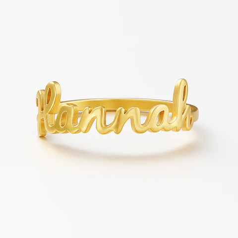 Personalized Name Ring for Women – Custom 24CT Gold Plated Jewelry with Bold Script Design – Hannah Name Ring