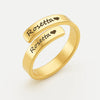 Personalized Name Ring – Custom Engraved Adjustable Band with Heart – Rosetta Style Gift for Him